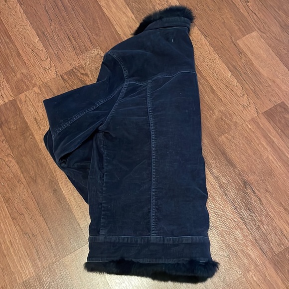Twilltwentytwo Navy Blue fur trimmed corduroy jacket. - Picture 11 of 14